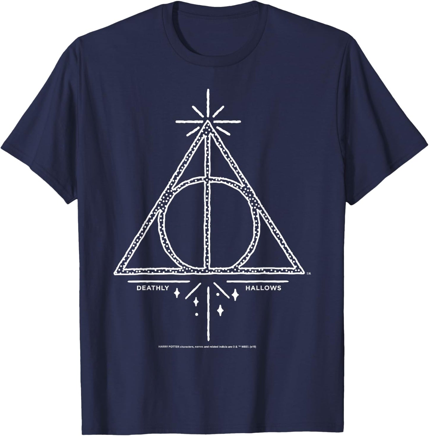 Harry Potter Deathly Hallows Symbol Line Art T-Shirt - T-Shirt | Navy
