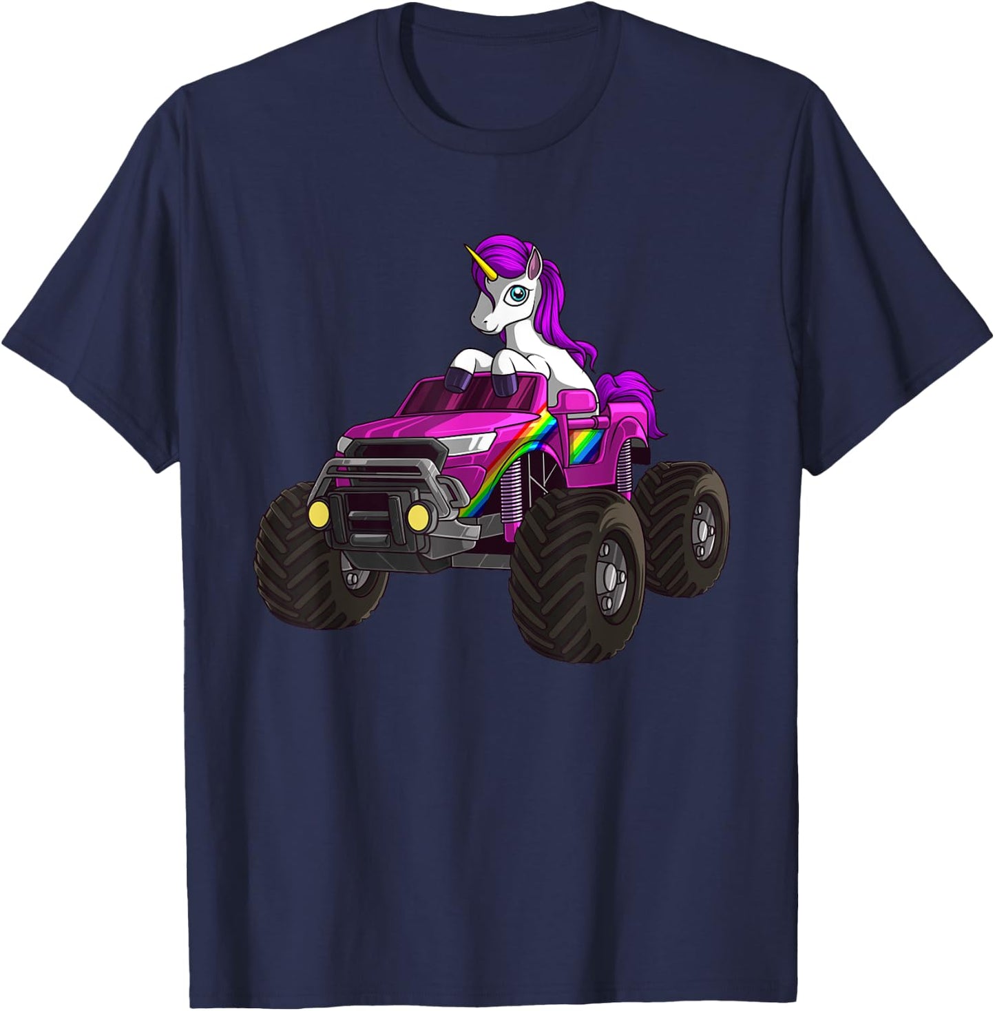 Funny Unicorn Monster Truck Gift Girls Cool Pink Party T-Shirt - T-Shirt | Navy