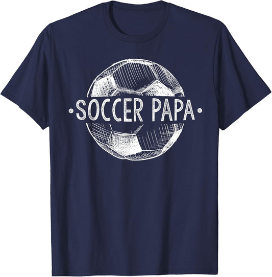 Soccer Papa Family Matching Team Player Gift Sport Lover Dad T-Shirt - T-Shirt | Navy
