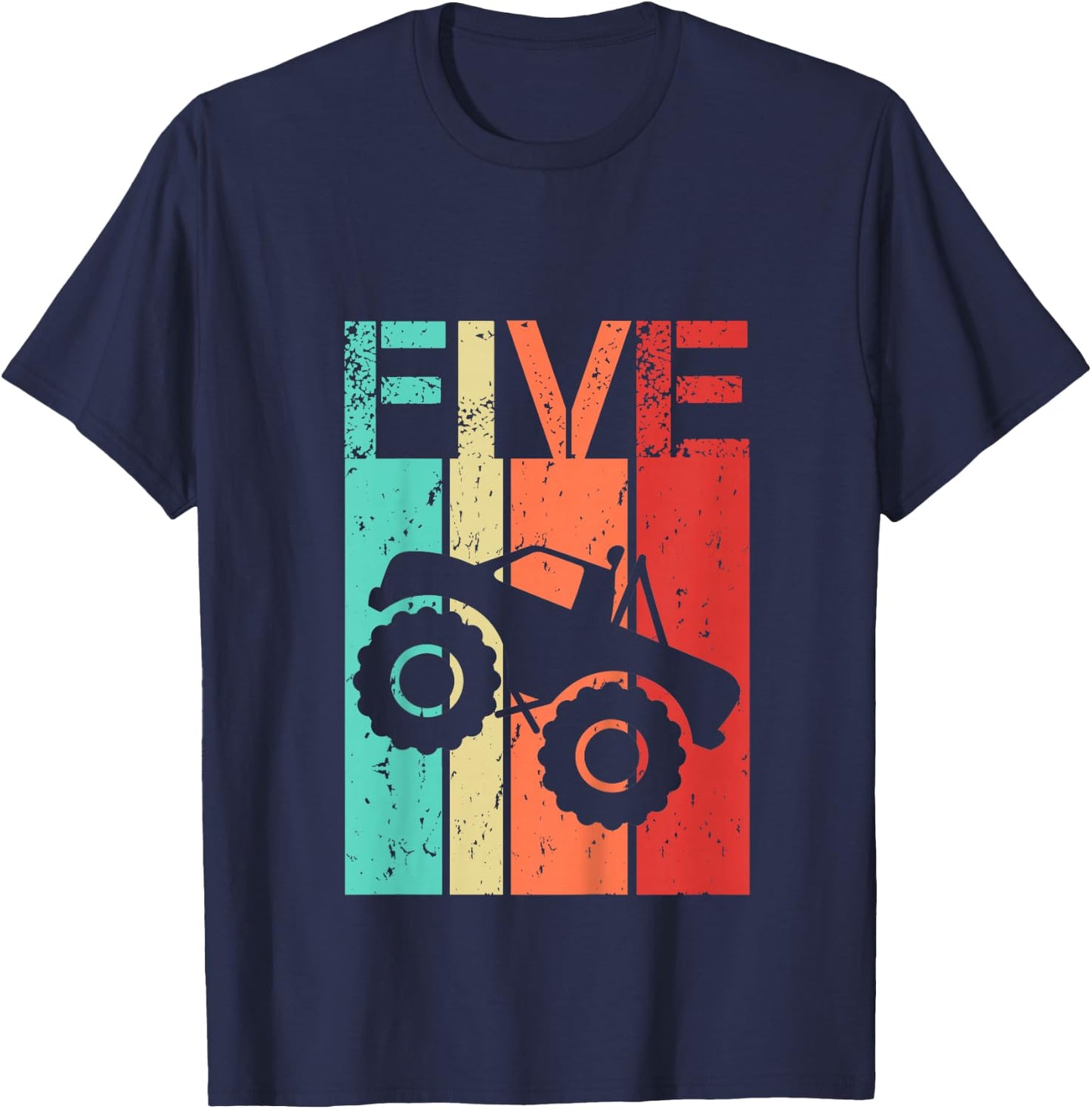 5 Year Old Monster Truck Birthday 5th Birthday Boy Girl T-Shirt - T-Shirt | Navy