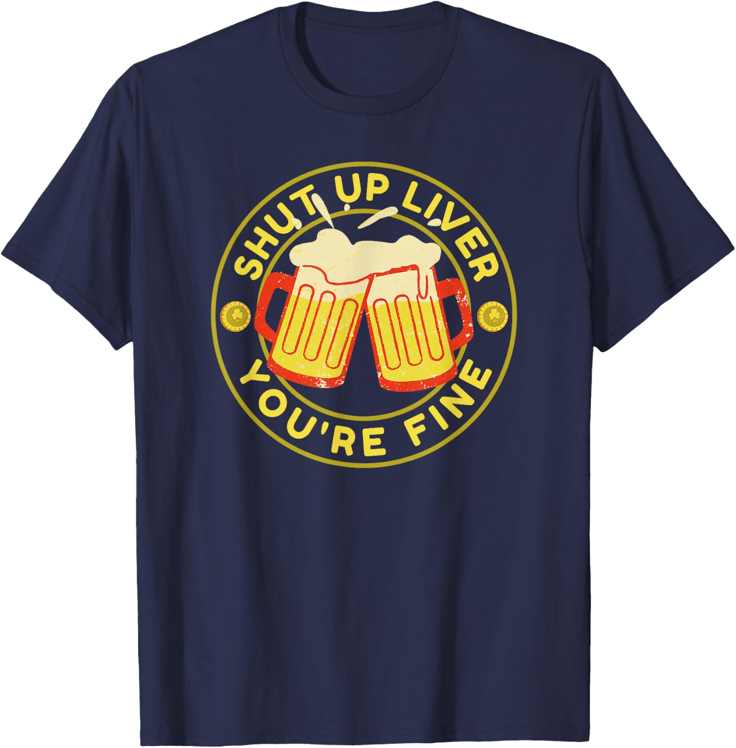 Funny Irish Drinking Shamrock St Patrick's Day Design T-Shirt - T-Shirt | Navy