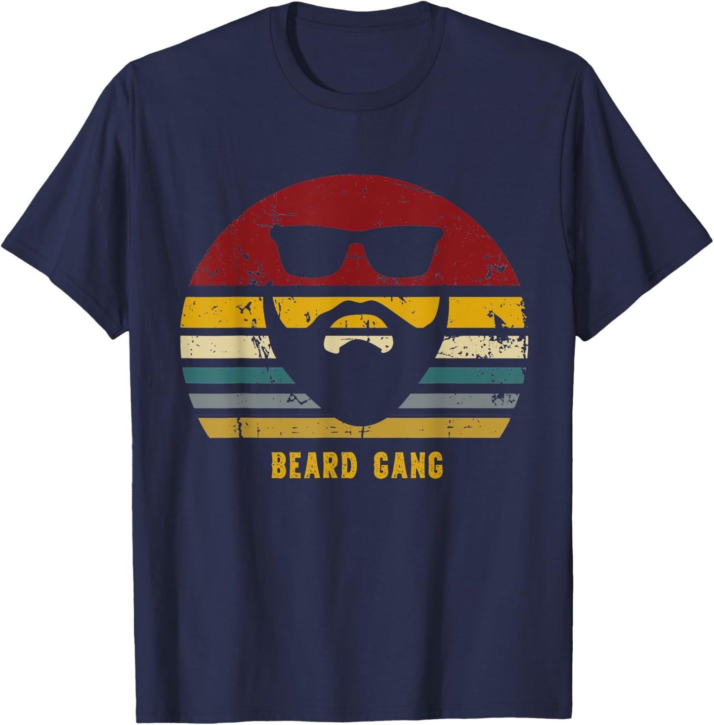 Vintage Beard Gang Funny Bearded Present T-Shirt - T-Shirt | Navy