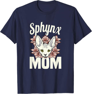 Sphinx Mom cat lover Sphynx hairless Mother breed naked cat Men Women T-Shirt - T-Shirt | Navy