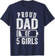 Proud Dad of 5 Girls Gifts Daddy of Five Daughters T-Shirt - T-Shirt | Navy