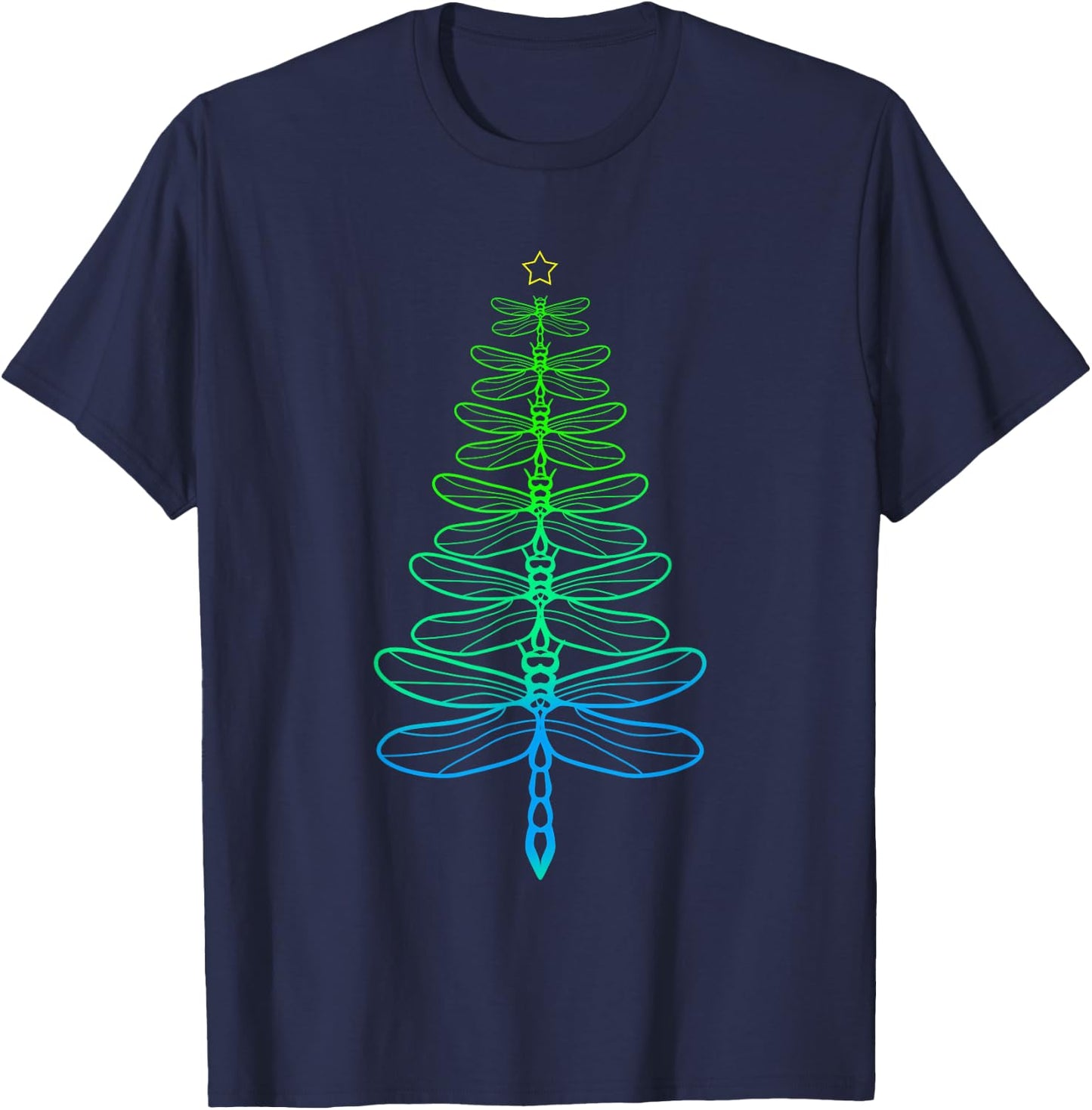Dragonfly Christmas Tree T-Shirt - T-Shirt | Navy