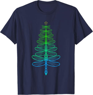 Dragonfly Christmas Tree T-Shirt - T-Shirt | Navy