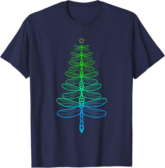 Dragonfly Christmas Tree T-Shirt - T-Shirt | Navy