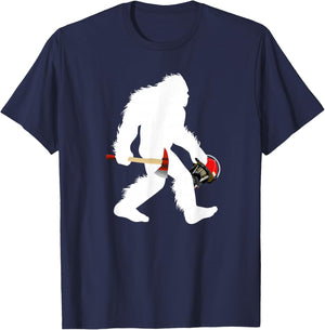 Bigfoot Wildland Firefighter Woodland Sasquatch Fireman T-Shirt - T-Shirt | Navy