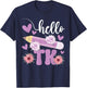 Hello TK Transitional Kindergarten Student TK Teacher Women Girls Kids T-Shirt - T-Shirt | Navy