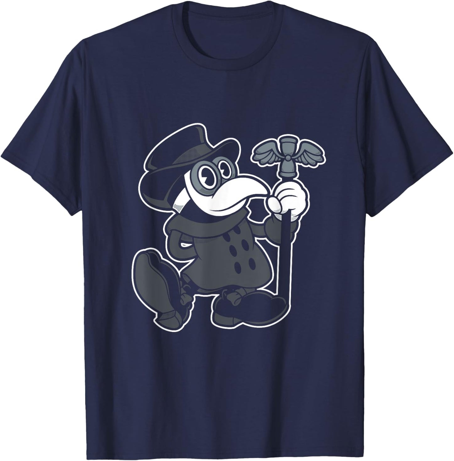 Vintage Cartoon Plague Doctor - Creepy Cute - Spooky Goth T-Shirt - T-Shirt | Navy