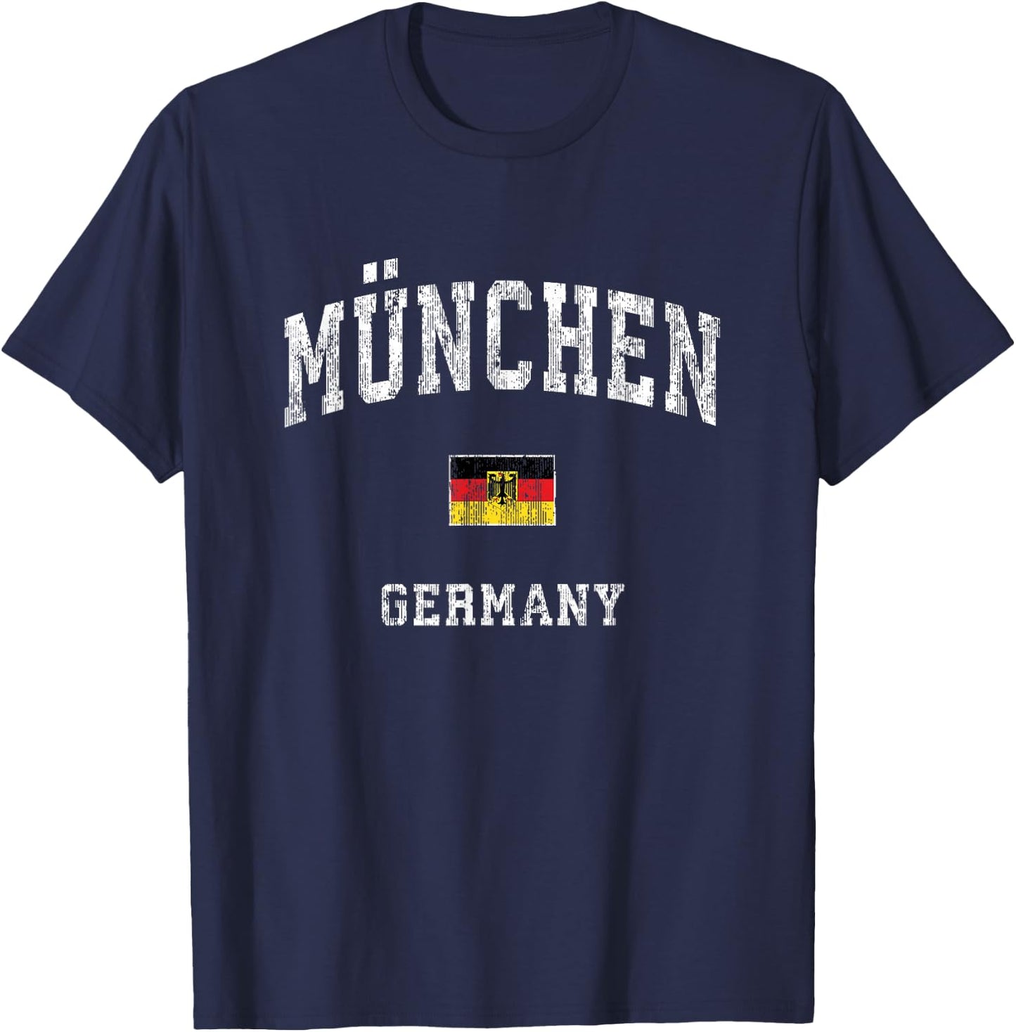Munich Munchen Germany Vintage Athletic Sports Design T-Shirt - T-Shirt | Navy
