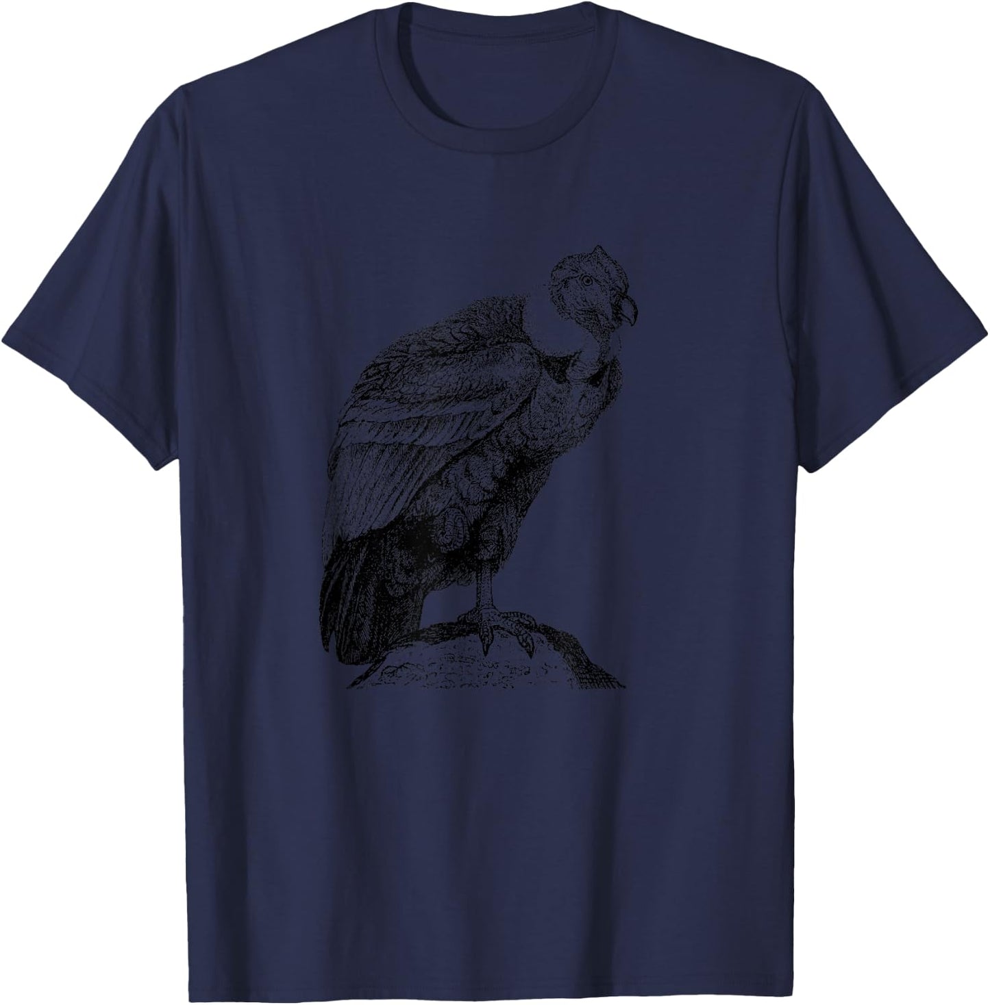 The New Antique California Condor Bird Print , -Adult, Grey, Small, Short Sleeve, Classic Fit T-Shirt - T-Shirt | Navy