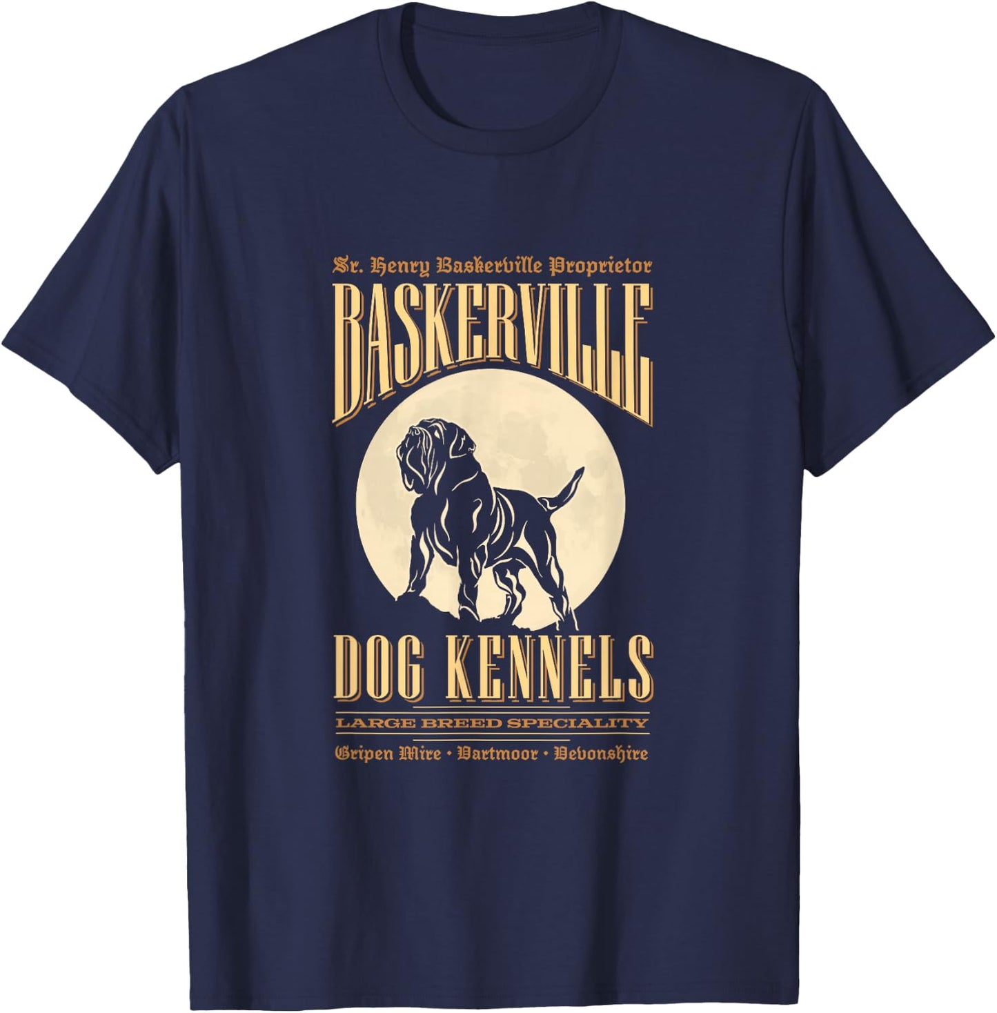 Baskerville Kennels - Sherlock Holmes Design T-Shirt - T-Shirt | Navy
