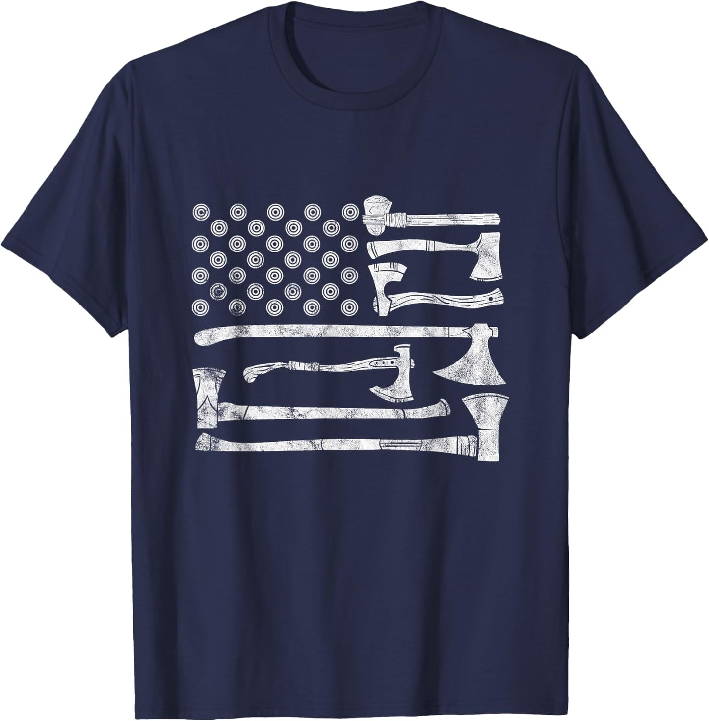 American Flag Style Axe Throwing Design for Hatchet Lovers Women Men T-Shirt - T-Shirt | Navy