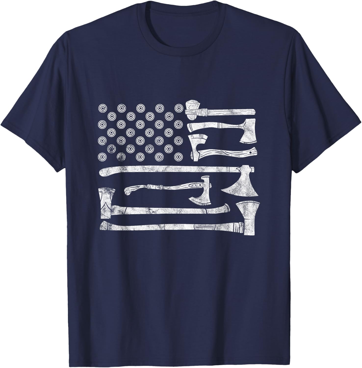 American Flag Style Axe Throwing Design for Hatchet Lovers Women Men T-Shirt - T-Shirt | Navy