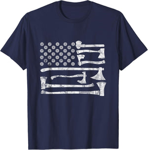 American Flag Style Axe Throwing Design for Hatchet Lovers Women Men T-Shirt - T-Shirt | Navy