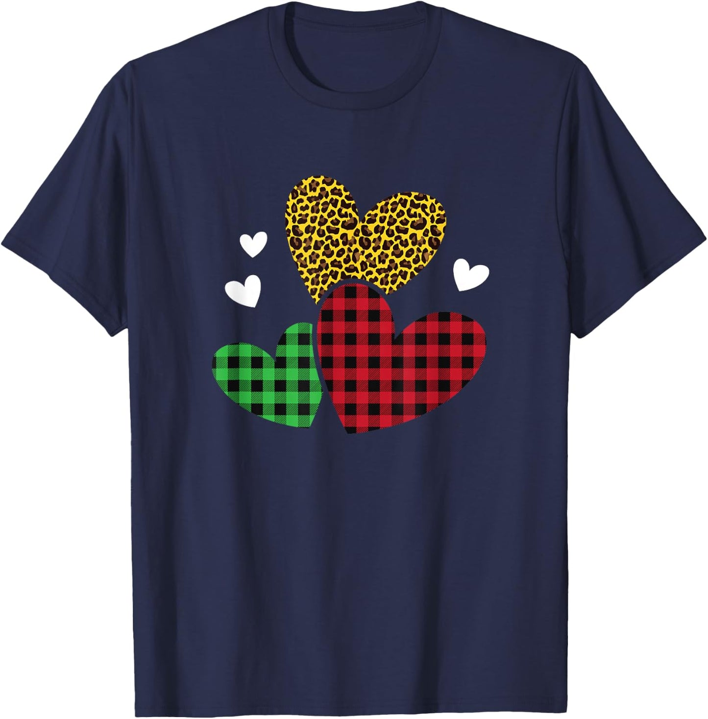 Pattern leopard hearts women's Valentine's Day gift T-Shirt - T-Shirt | Navy