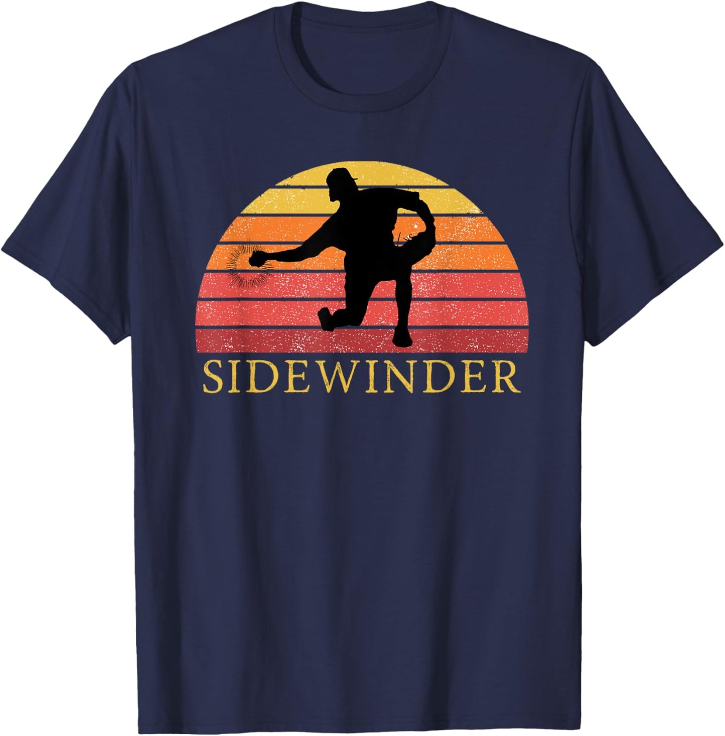 Sidewinder Sidearm Pitcher Baseball Retro Vintage T-Shirt - T-Shirt | Navy