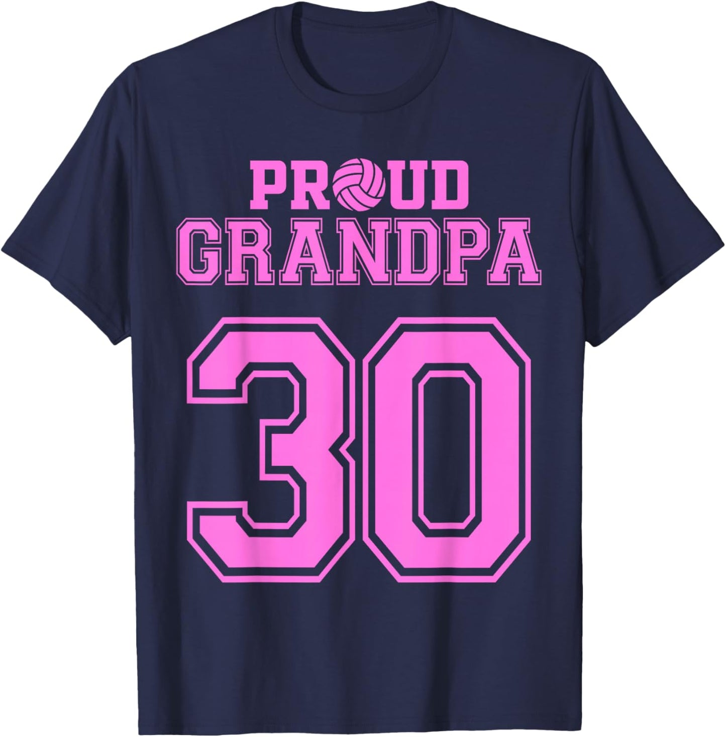 Proud Volleyball Grandpa Number 30 P T-Shirt - T-Shirt | Navy