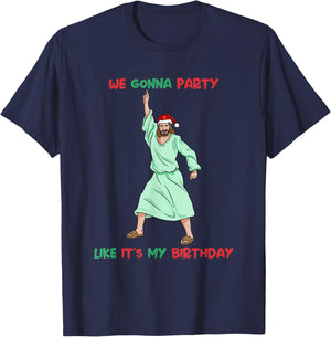 Jesus Christmas Birthday Shirt Party Like It's My Birthday T-Shirt - T-Shirt | Navy
