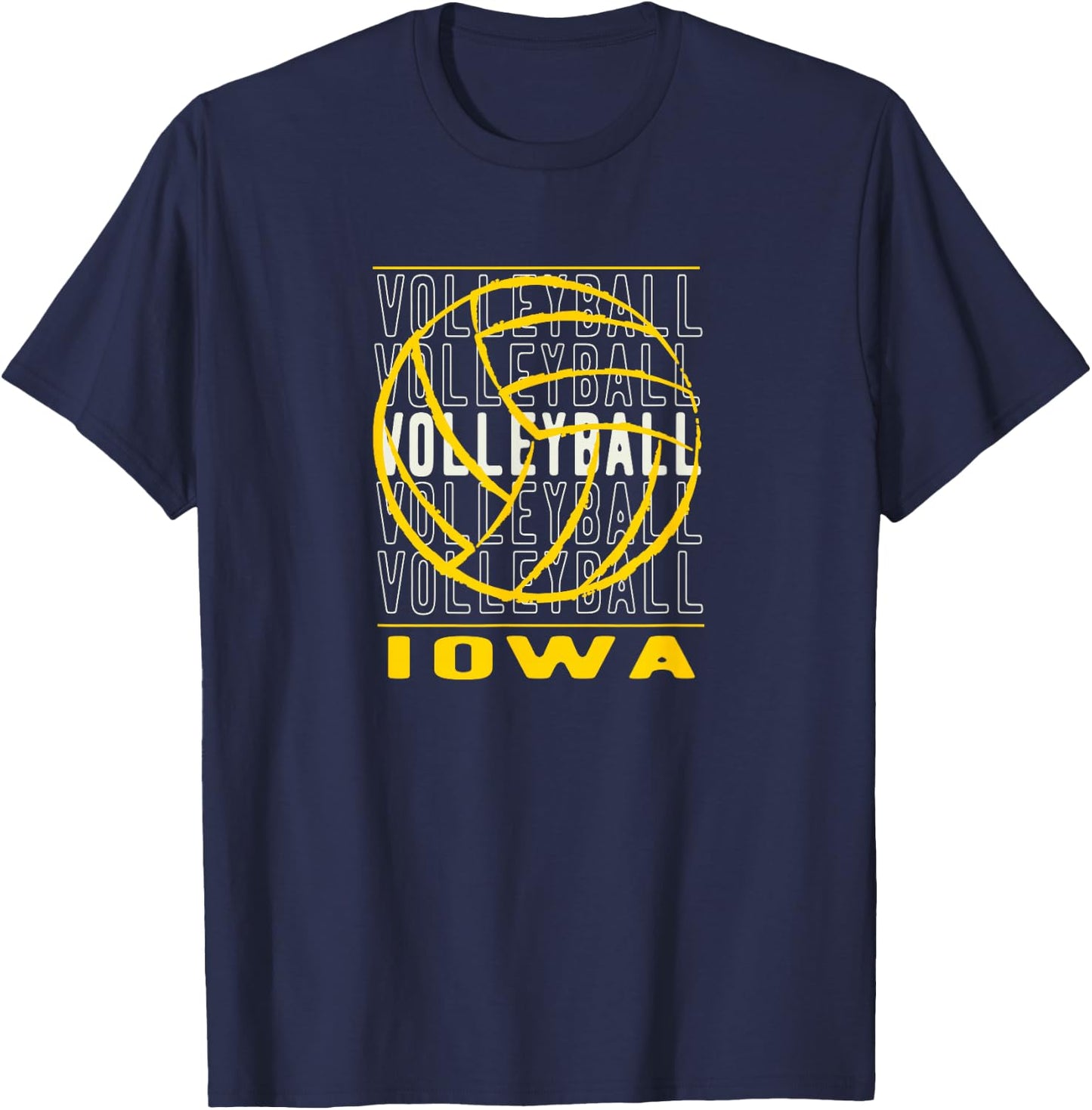 Volleyball Iowa Merch Black Volleyball Iowa Graphic T-Shirt - T-Shirt | Navy