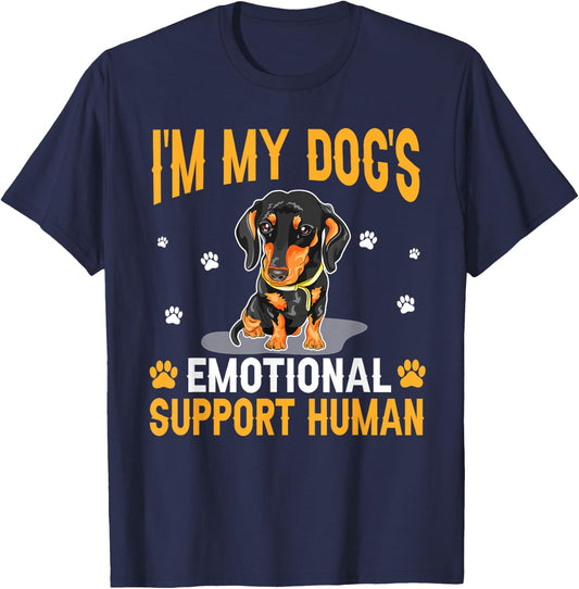 I'm My Dog's Emotional Support Human Dachshund Dog Lover T-Shirt - T-Shirt | Navy