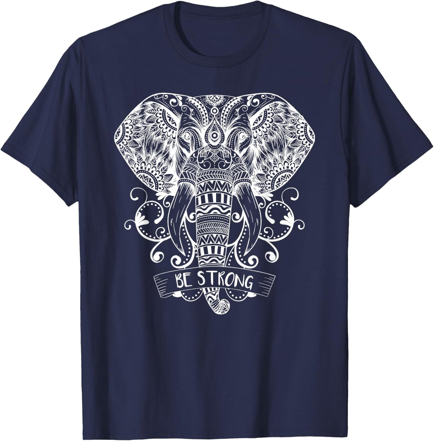 Elephant face his greatest energy mandala T-Shirt - T-Shirt | Navy