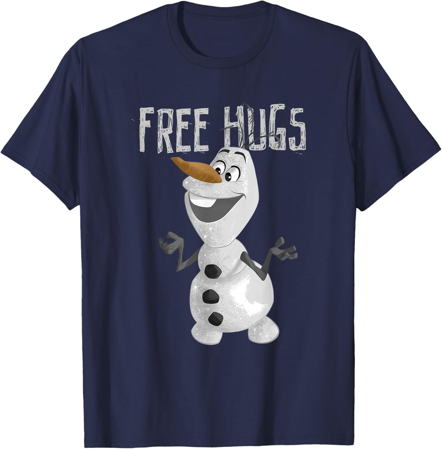 Disney Frozen Olaf Vintage Free Hugs Big Snowman Logo T-Shirt - T-Shirt | Navy