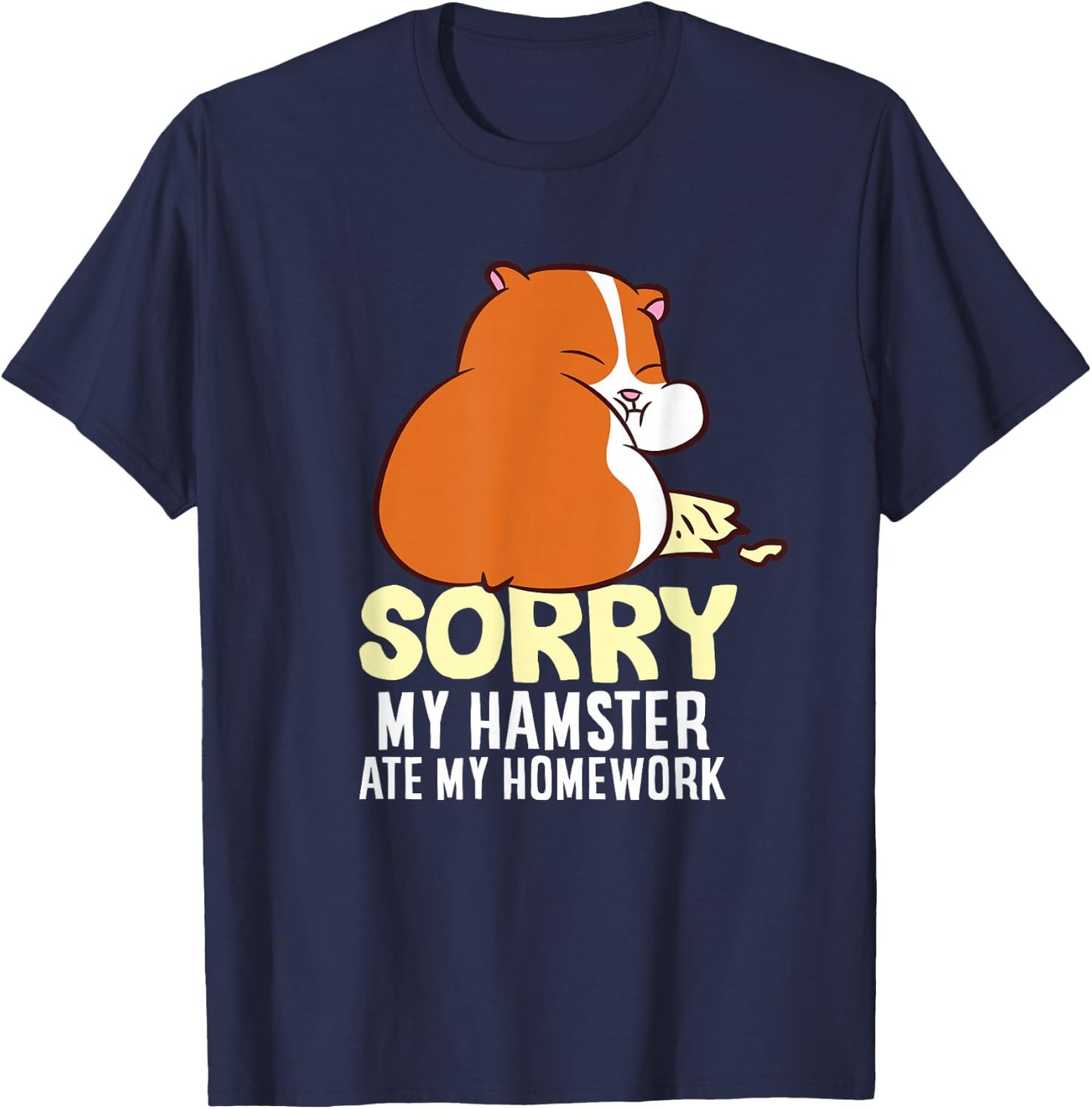 Cute Hamster Kids School My Hamster Ate My Homework T-Shirt - T-Shirt | Navy