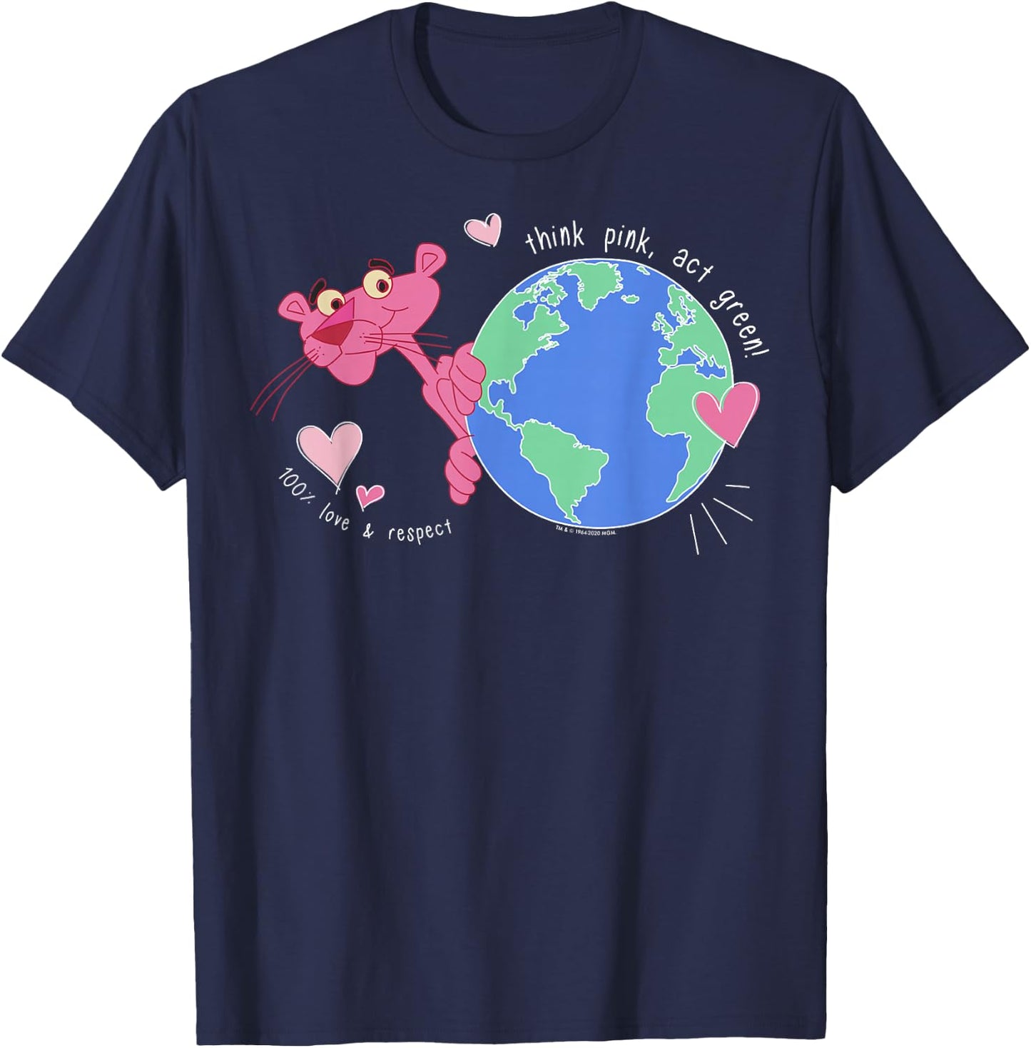 The Pink Panther Think Pink Act Green T-Shirt - T-Shirt | Navy