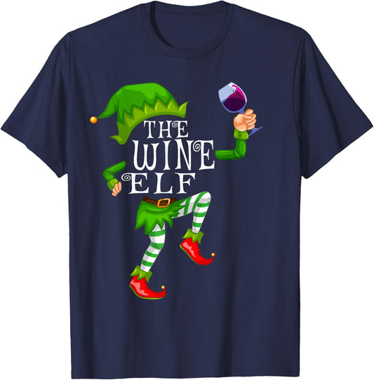 The Wine Elf Wine Drinking Matching Family Christmas Pajama T-Shirt - T-Shirt | Navy