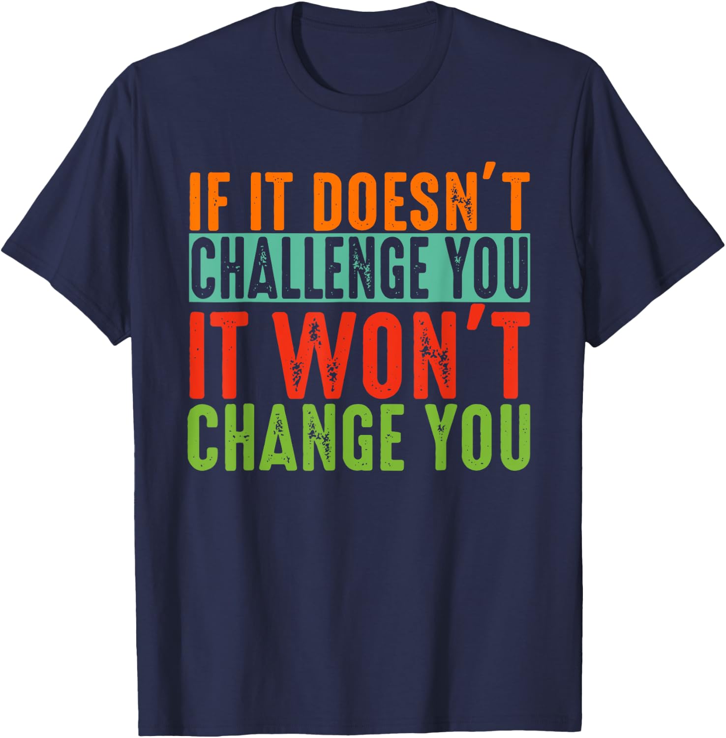 If It Doesn't Challenge You It Won't Change You Motivational T-Shirt - T-Shirt | Navy