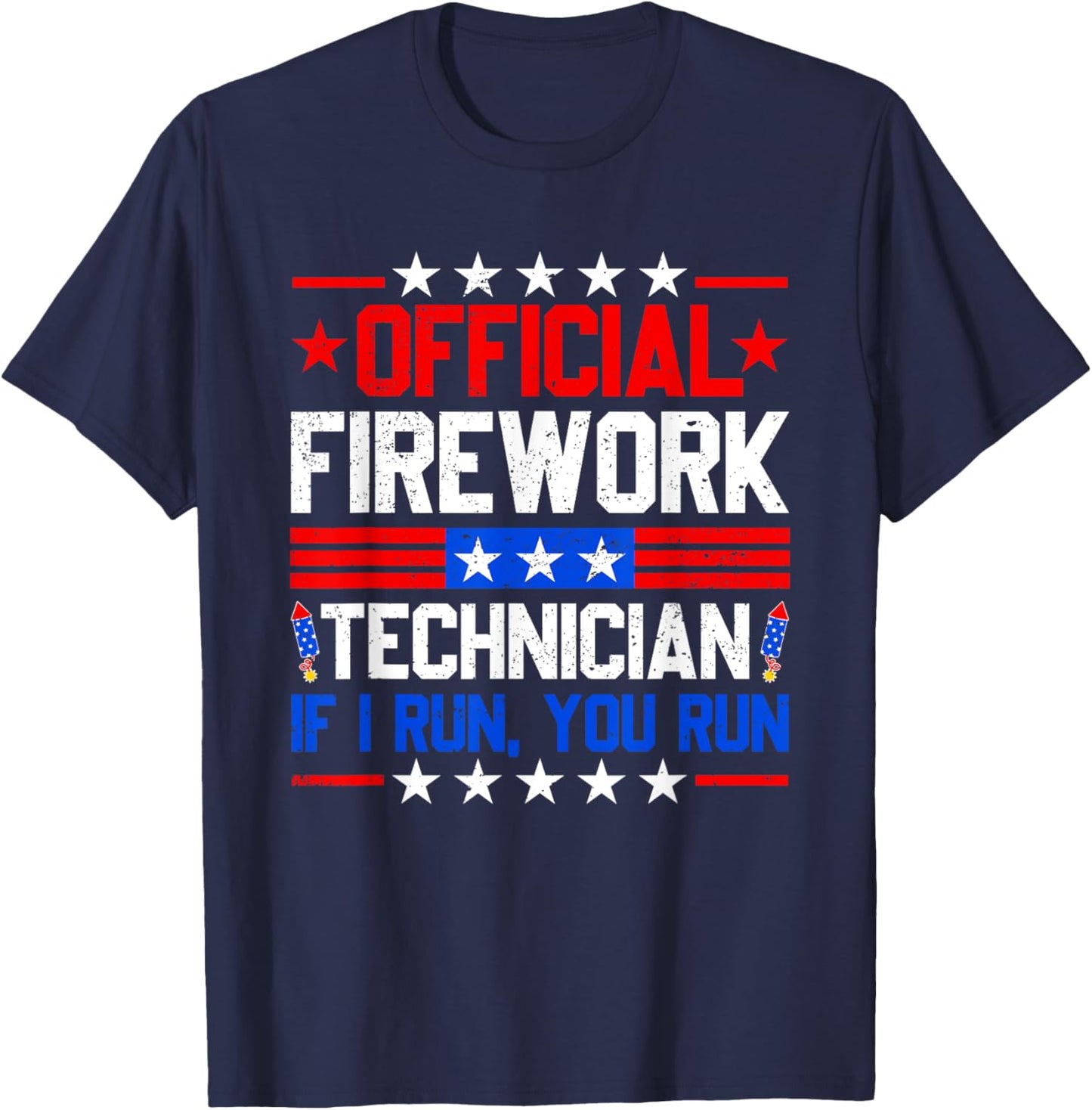 Official Firework Technician Funny 4th of July Fireworks Kids Men T-Shirt - T-Shirt | Navy