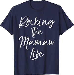 Fun Music Grandma Gift from Grandkids Rocking the Mamaw Life T-Shirt - T-Shirt | Navy