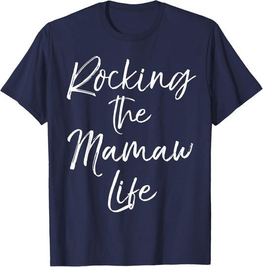 Fun Music Grandma Gift from Grandkids Rocking the Mamaw Life T-Shirt - T-Shirt | Navy