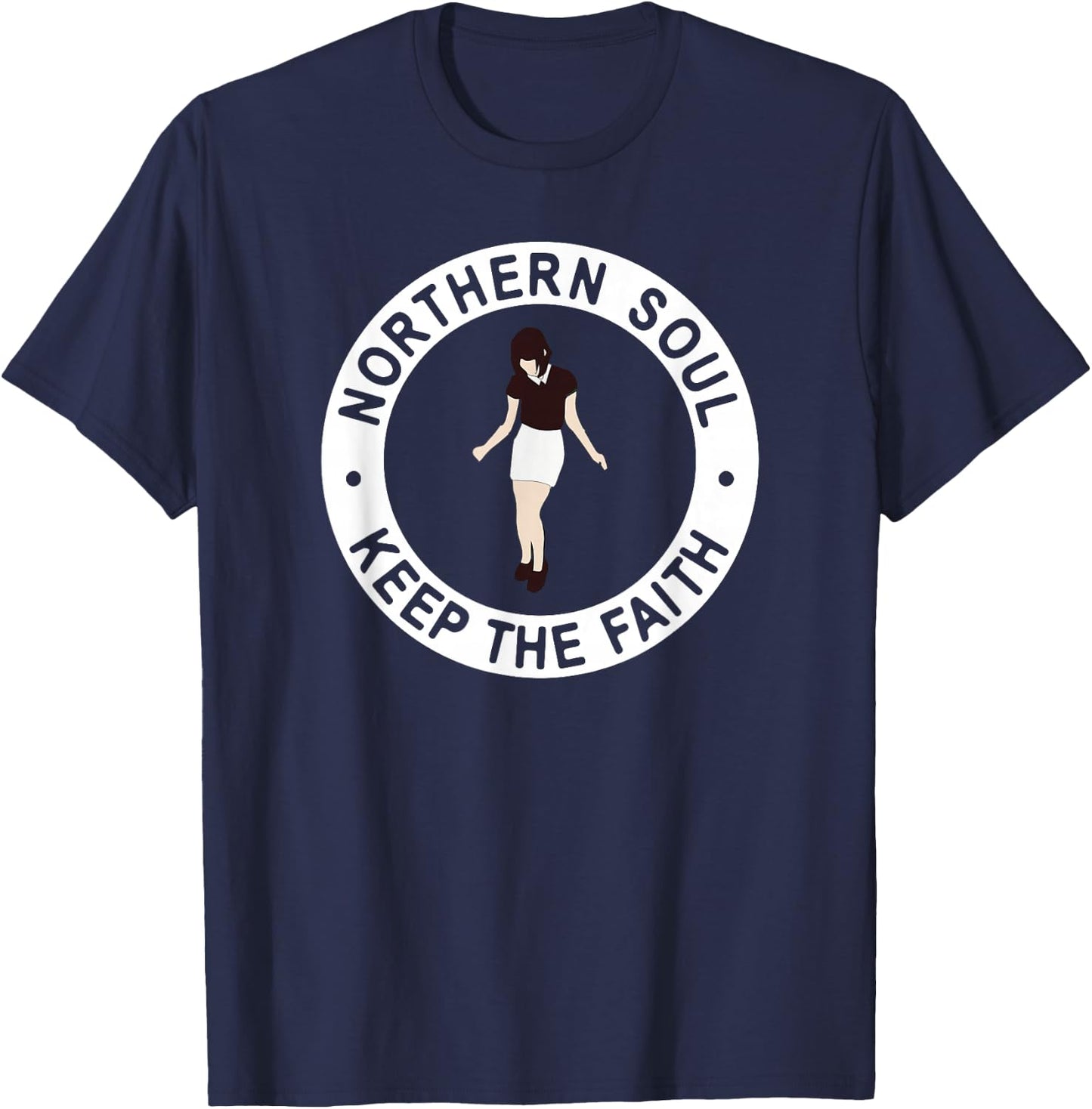 Northern Soul Keep The Faith Dancing Girl T-Shirt - T-Shirt | Navy