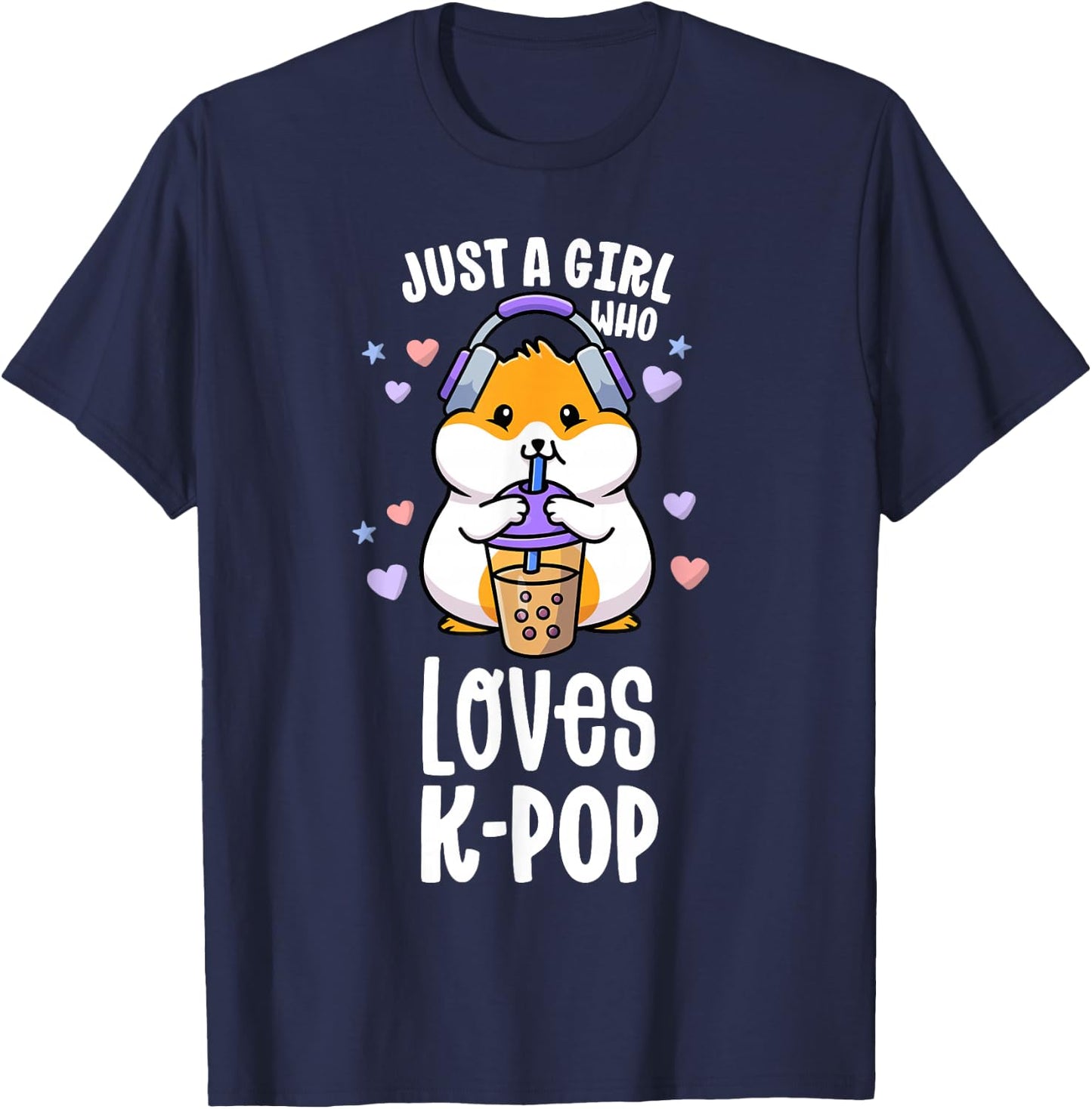 K Pop Gifts For Teens Girl Kawaii KPop Hamster Bubble Tea T-Shirt - T-Shirt | Navy