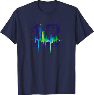 Seattle Football Fan - city skyline 12 watercolor T-Shirt - T-Shirt | Navy