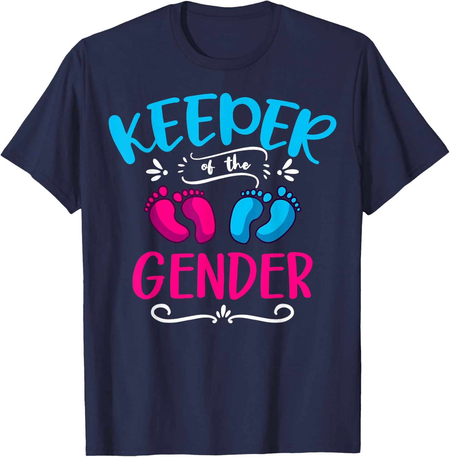 Keeper Of The Gender Reveal Baby Shower Party Announcement T-Shirt - T-Shirt | Navy