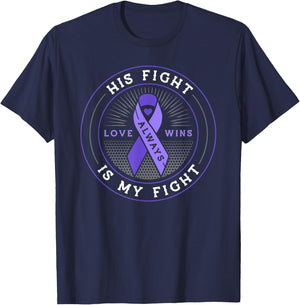 His fight is my fight testicular cancer awareness T-Shirt - T-Shirt | Navy
