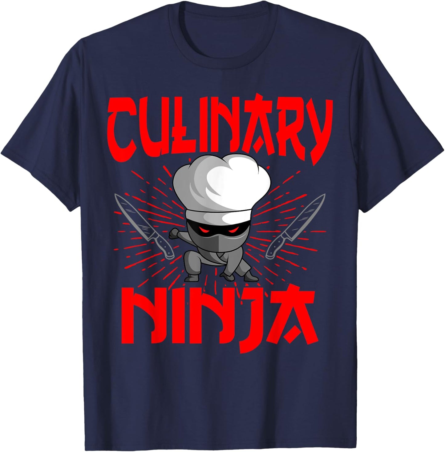 Chef Ninja Cook Kitchen Knife Hat Culinary Sous-Chef Cuisine T-Shirt - T-Shirt | Navy