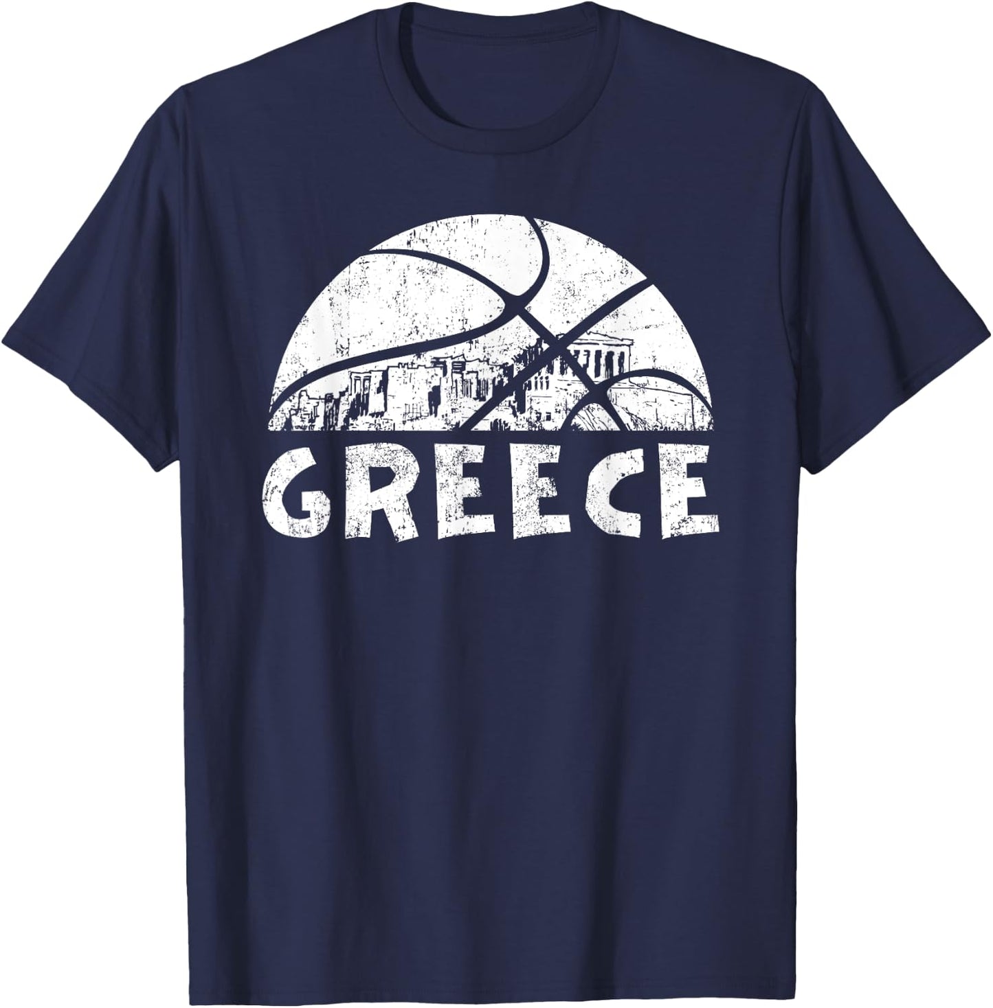 Greece Basketball Vintage Distressed T-Shirt - T-Shirt | Navy