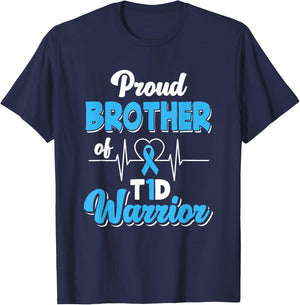 Proud Brother Of A T1D Warrior Diabetic Diabetes Awareness T-Shirt - T-Shirt | Navy