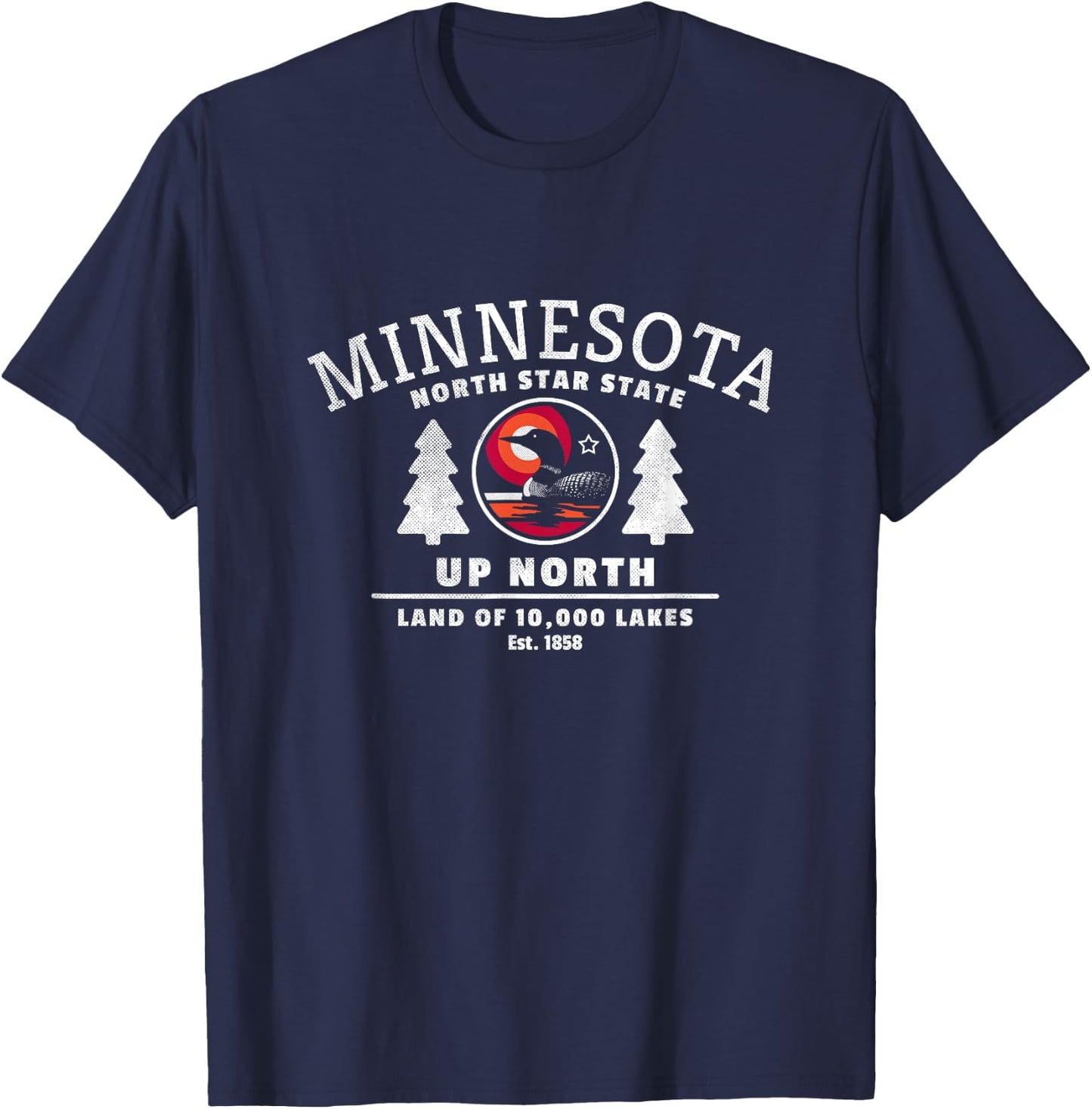 Minnesota - North Star State - Up North with Loon T-Shirt - T-Shirt | Navy