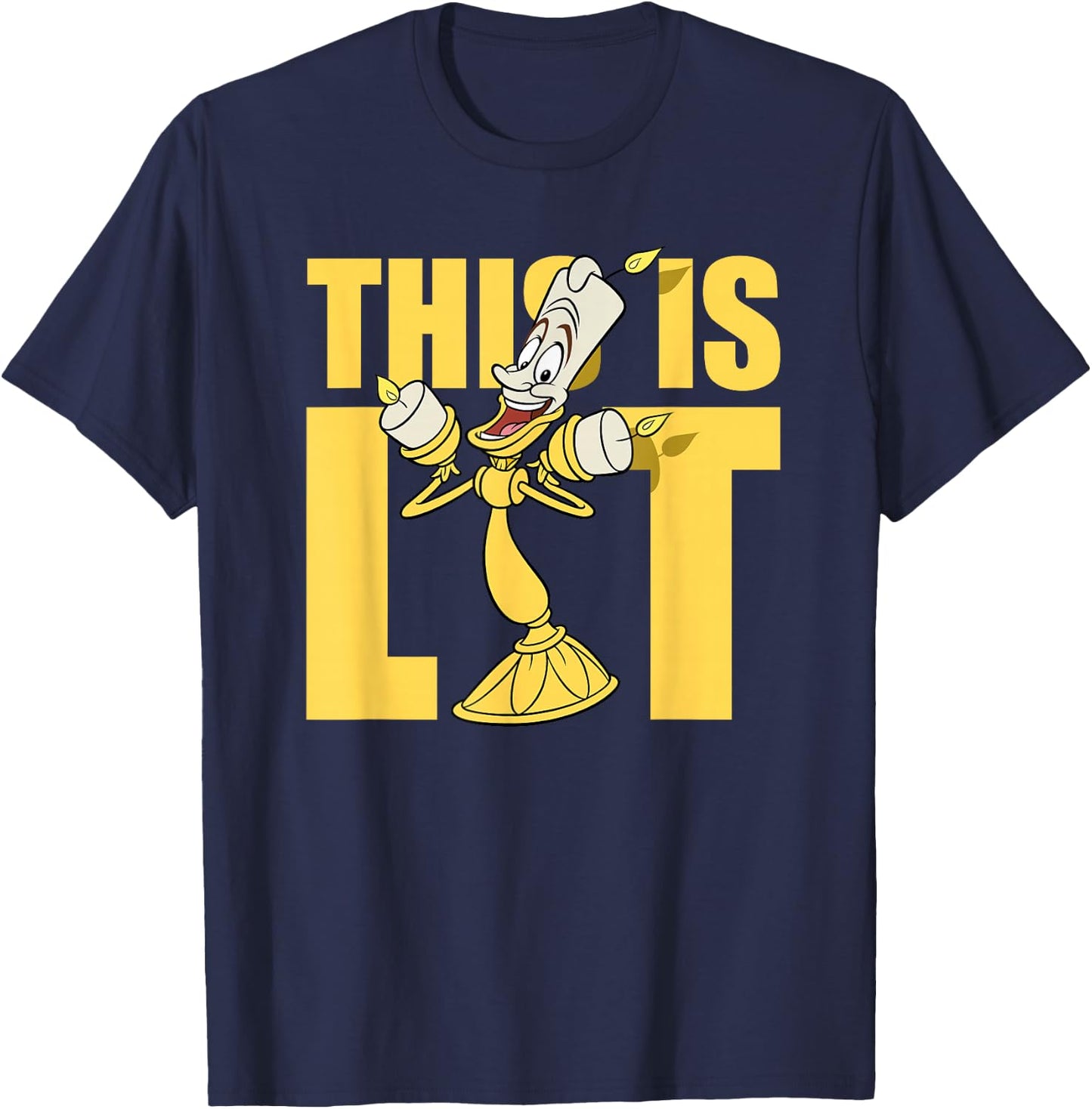 Disney Beauty and The Beast Lumiere This is Lit Small T-Shirt - T-Shirt | Navy