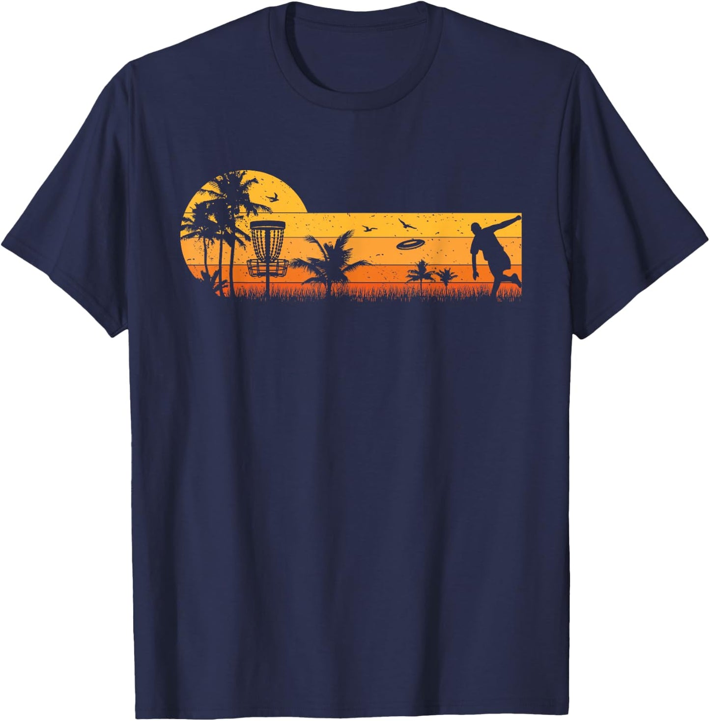 Retro Vintage Frisbee Golf Player Design | Disc Golf T-Shirt - T-Shirt | Navy