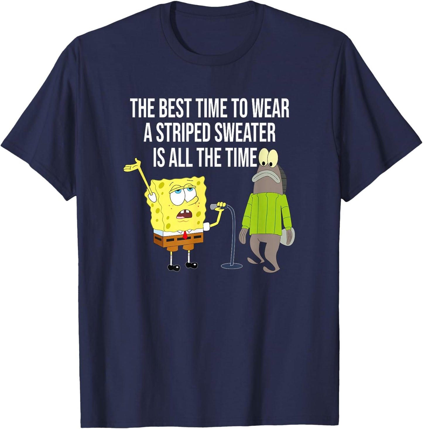 The Best Time to Wear a Striped Sweater T-Shirt - T-Shirt | Navy