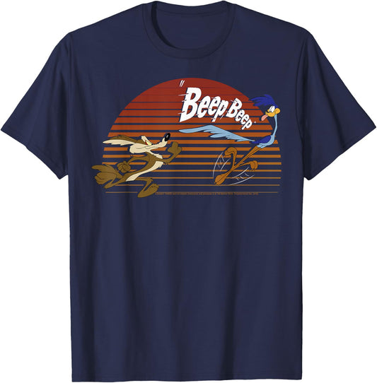Looney Tunes Wile E. Coyote & Road Runner Beep Beep Chase T-Shirt - T-Shirt | Navy