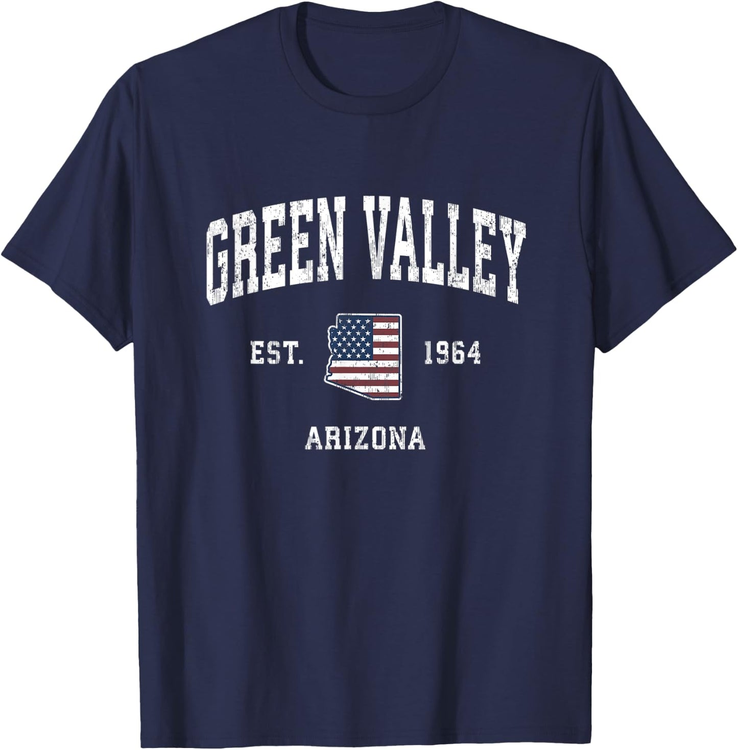 Green Valley Arizona AZ Vintage American Flag Sports Design T-Shirt - T-Shirt | Navy