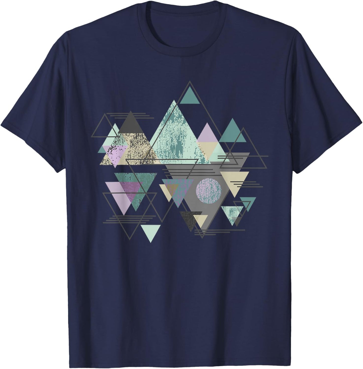 Funny Geometric Mountain Abstract Geometry Outdoor Gifts T-Shirt - T-Shirt | Navy